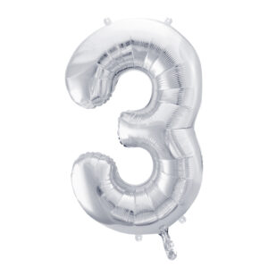 Ballon aluminium chiffre 3, argenté, 86cm